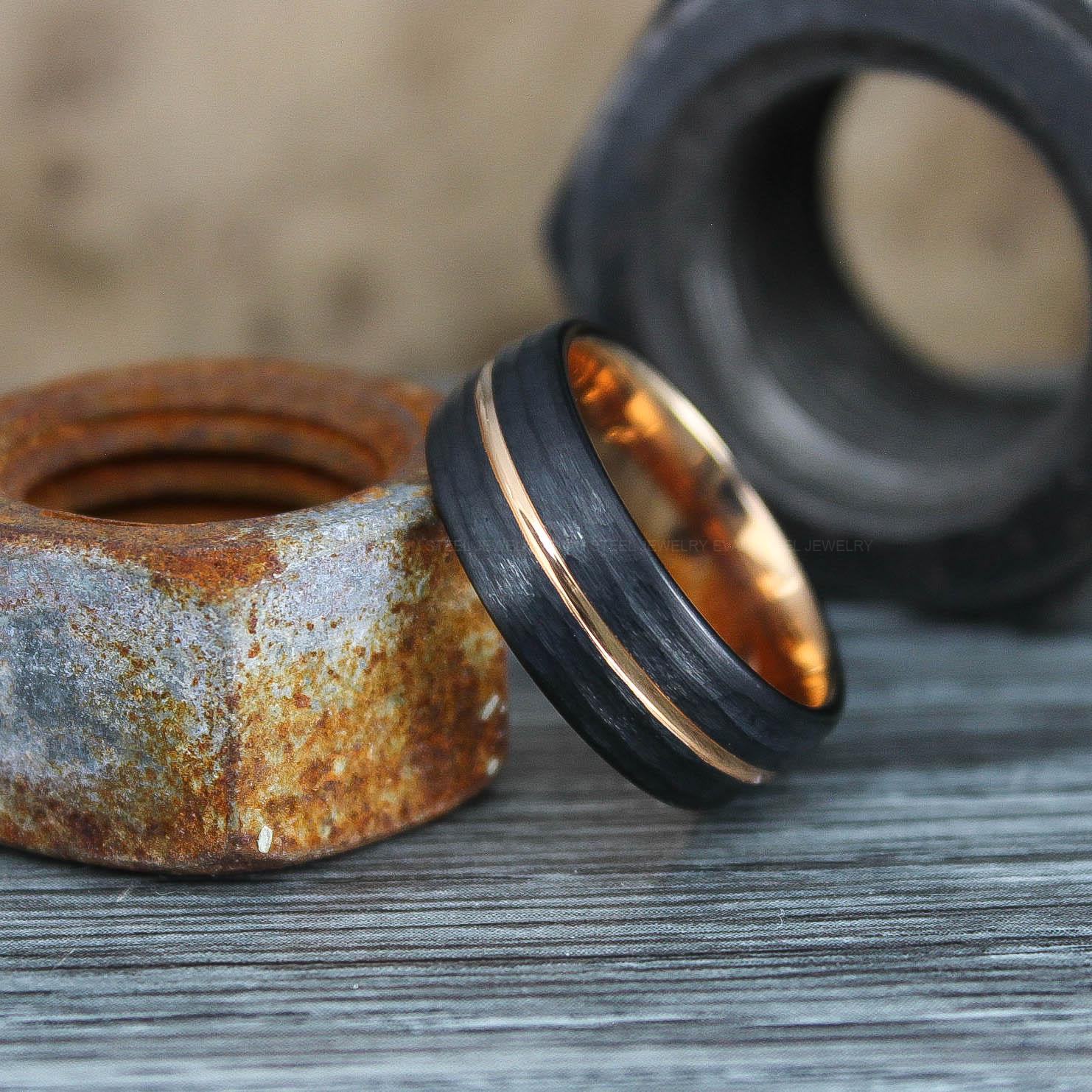 IMG_0631 Hammered Ring, Hammered Wedding Ring, Black Wedding Band, Black Wedding Ring - Image 1
