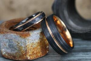 Hammered Rings, Hammered Wedding Rings, Black Wedding Bands, Black Wedding Rings