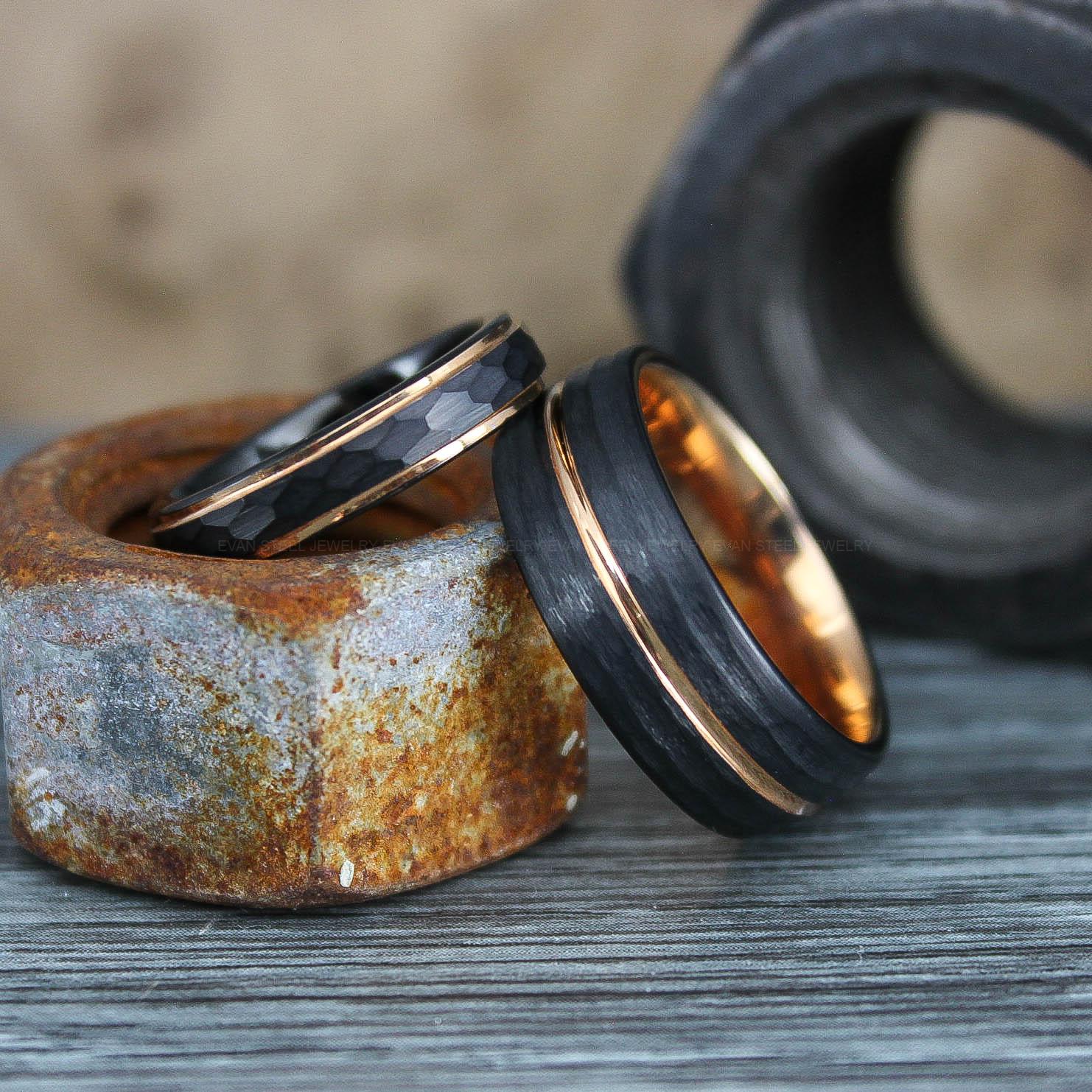 IMG_0632 Hammered Rings, Hammered Wedding Rings, Black Wedding Bands, Black Wedding Rings - Image 1