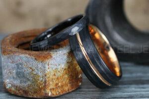 Hammered Rings, Hammered Wedding Rings, Black Wedding Bands, Black Wedding Rings