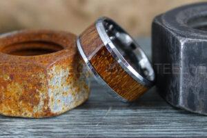 Wood Ring, Wood Wedding Band, Wood Wedding Ring, Silver Tungsten Band with Wood Inlay