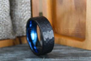 Hammered Ring, Hammered Wedding Ring, Black Wedding Band, Black Wedding Ring