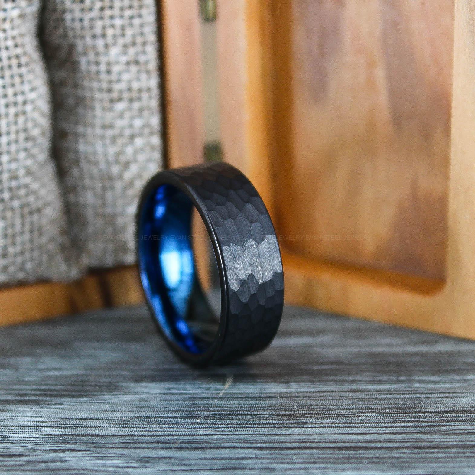 IMG_0646 Hammered Ring, Hammered Wedding Ring, Black Wedding Band, Black Wedding Ring - Image 1