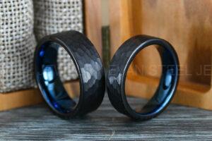 Hammered Rings, Hammered Wedding Rings, Black Wedding Bands, Black Wedding Rings