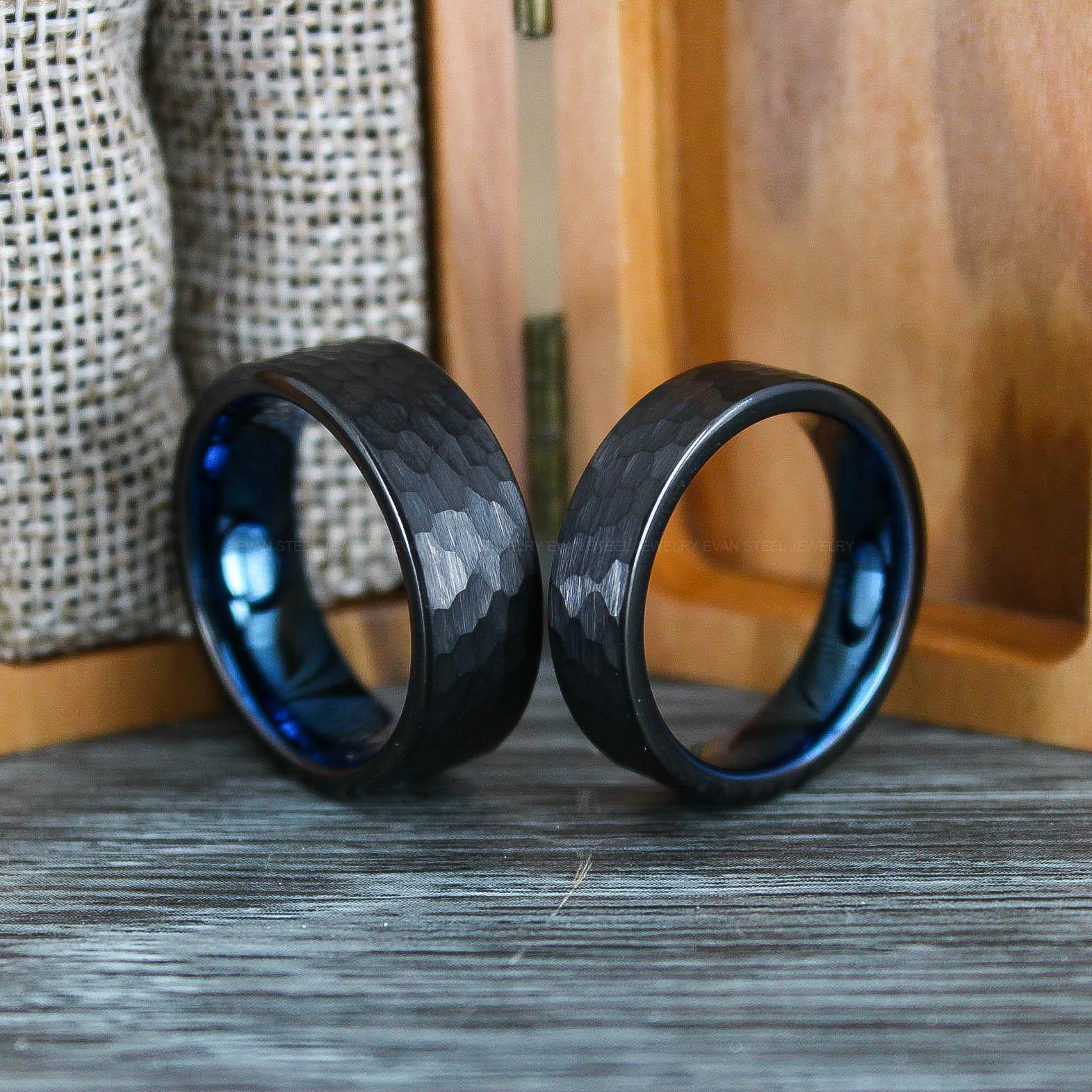 IMG_0647 Hammered Rings, Hammered Wedding Rings, Black Wedding Bands, Black Wedding Rings - Image 1