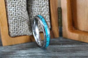 Turquoise Ring, Turquoise Wedding Ring, Turquoise Wedding Band, Silver Wedding Ring, Silver Tungsten Band, Silver Tungsten Ring