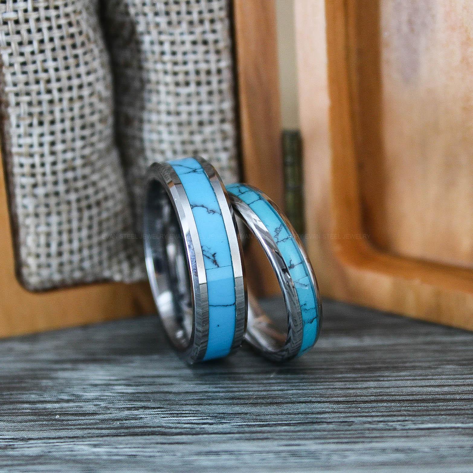 IMG_0653 Turquoise Rings, Turquoise Wedding Rings, Turquoise Wedding Bands, Silver Wedding Rings, Silver Tungsten Bands, Silver Tungsten Rings - Image 1