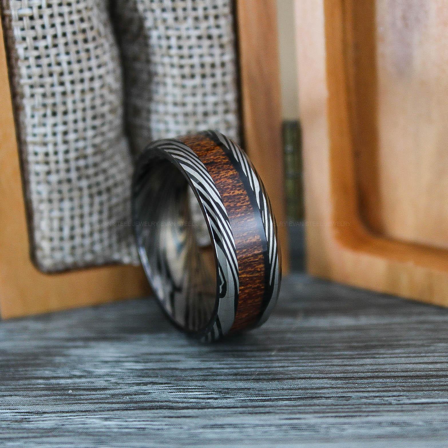 IMG_0654 Damascus Steel Ring, Damascus Steel Wedding Ring, Damascus Steel Wedding Band, Black Wedding Ring, Black Damascus Steel Wedding Ring - Image 1