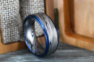 Damascus Steel Ring, Damascus Steel Wedding Ring, Damascus Steel Wedding Band, Black Wedding Ring, Black Damascus Steel Wedding Ring