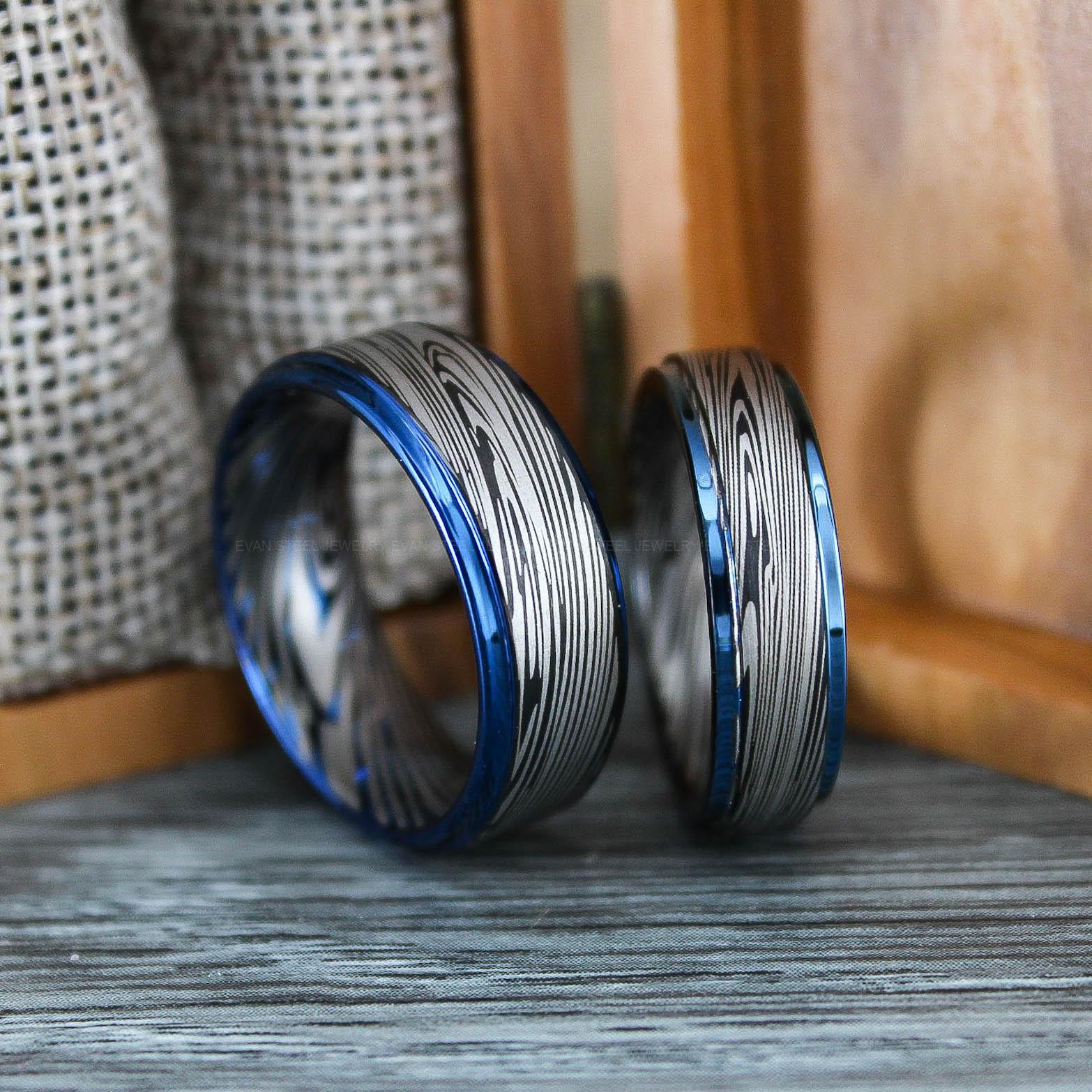 IMG_0657 Damascus Steel Rings, Damascus Steel Wedding Rings, Damascus Steel Wedding Bands, Black Wedding Rings, Black Damascus Steel Wedding Rings - Image 1