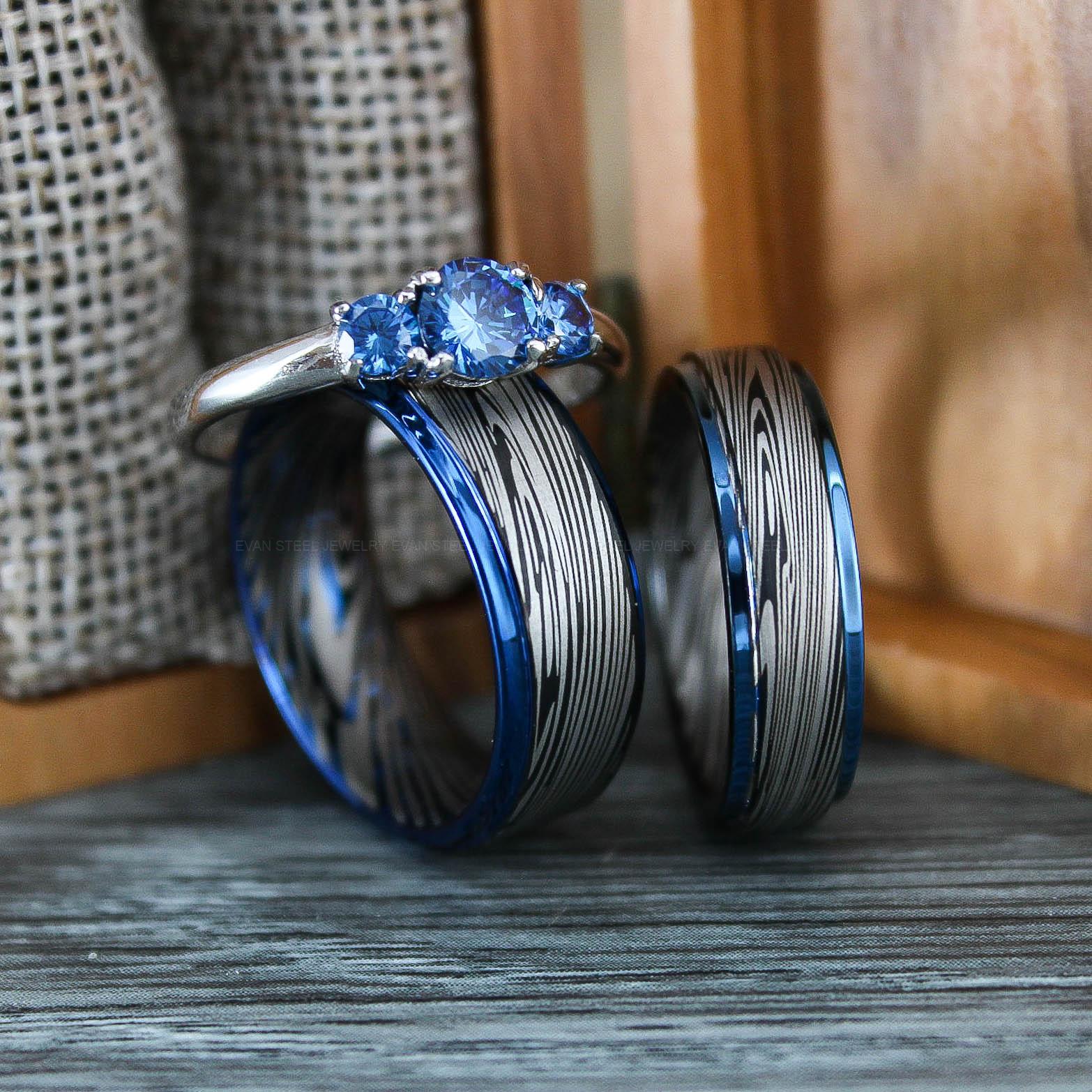 IMG_0658 Damascus Steel Rings, Damascus Steel Wedding Rings, Damascus Steel Wedding Bands, Black Wedding Rings, Black Damascus Steel Wedding Rings - Image 1