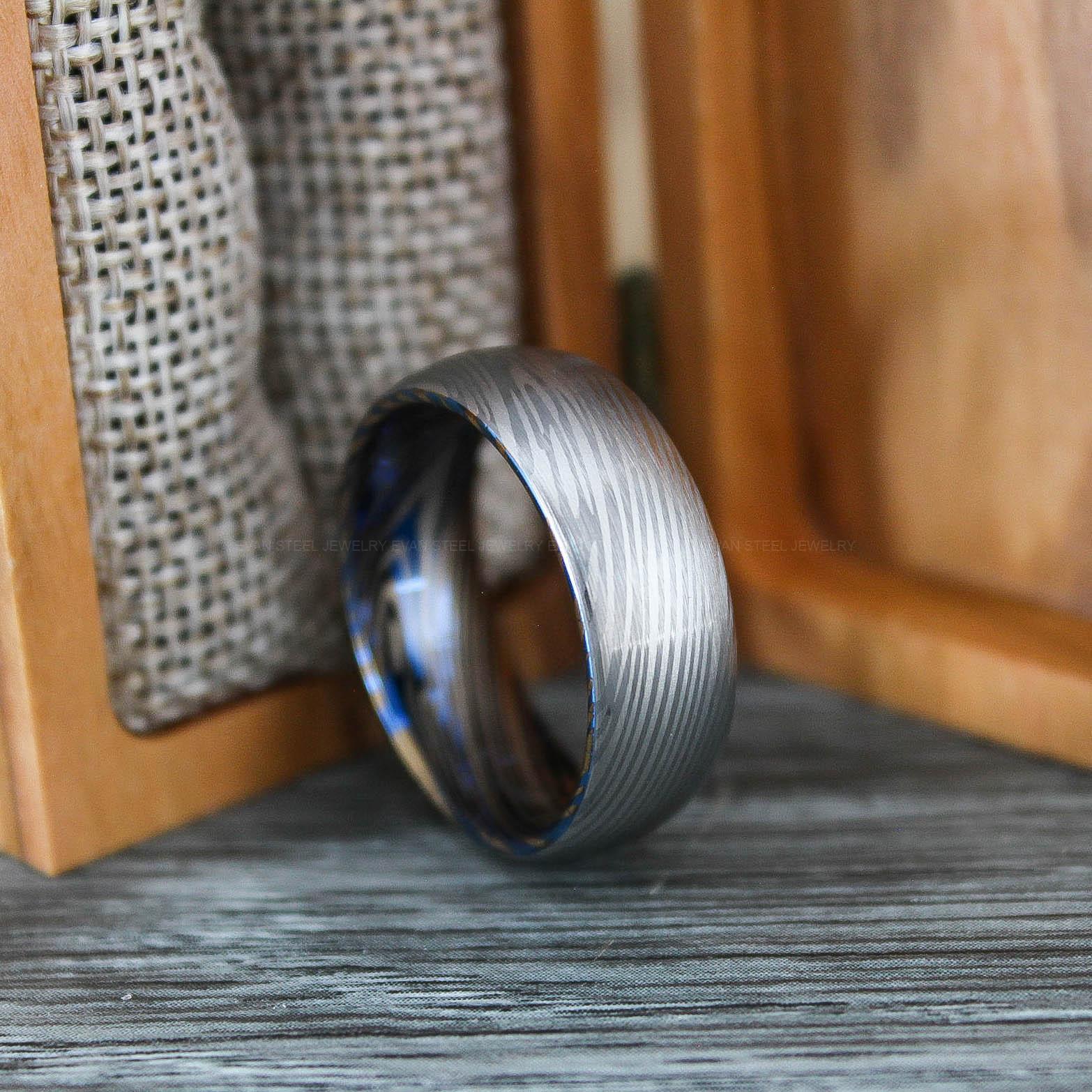 IMG_0662 Damascus Steel Ring, Damascus Steel Wedding Ring, Damascus Steel Wedding Band, Silver Wedding Ring, Silver Damascus Steel Wedding Ring - Image 1