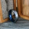 Damascus Steel Ring, Damascus Steel Wedding Ring, Damascus Steel Wedding Band, Blue Wedding Ring, Blue Damascus Steel Wedding Ring