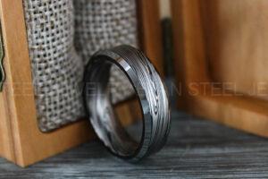 Damascus Steel Ring, Damascus Steel Wedding Ring, Damascus Steel Wedding Band, Black Wedding Ring, Black Damascus Steel Wedding Ring