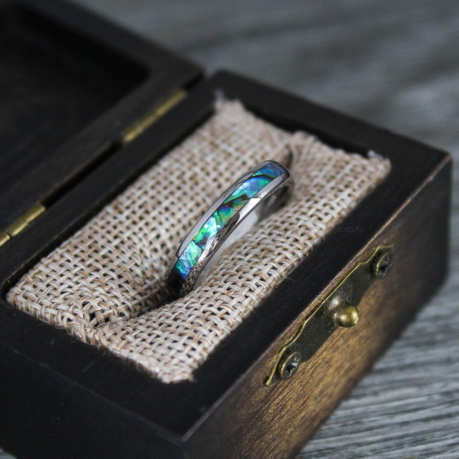 IMG_8326 Abalone Shell Ring, Abalone Shell Jewelry, Abalone Shell Wedding Band - Image 1