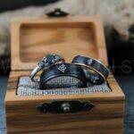 Til Valhalla Rings, Vikings Rings, Viking Runes Rings, Couple Set Nordic Rings, Norsemen Rings, Nordic Runes Rings, Black Wedding Bands