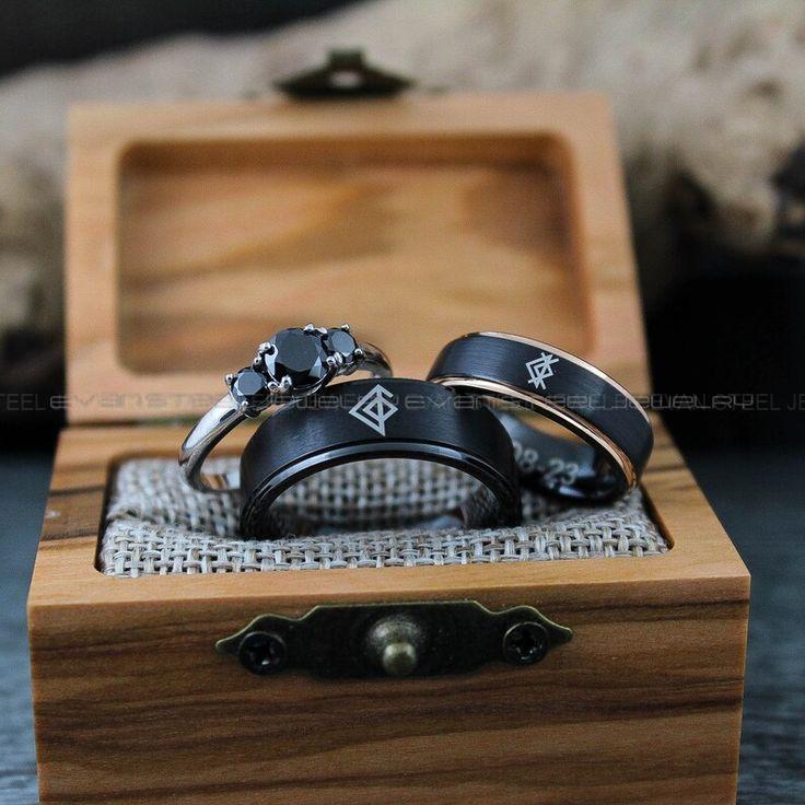 a1bdf0024314dc468f3ee15bfe6ff25a Til Valhalla Rings, Vikings Rings, Viking Runes Rings, Couple Set Nordic Rings, Norsemen Rings, Nordic Runes Rings, Black Wedding Bands - Image 1