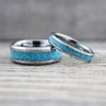Turquoise Rings, Turquoise Wedding Rings, Turquoise Wedding Bands, Silver Wedding Rings, Silver Tungsten Bands, Silver Tungsten Rings - Image 5