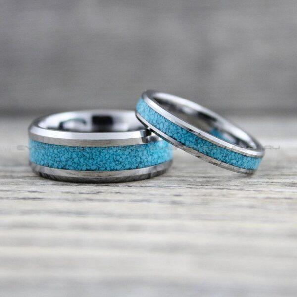 Turquoise Rings, Turquoise Wedding Rings, Turquoise Wedding Bands, Silver Wedding Rings, Silver Tungsten Bands, Silver Tungsten Rings