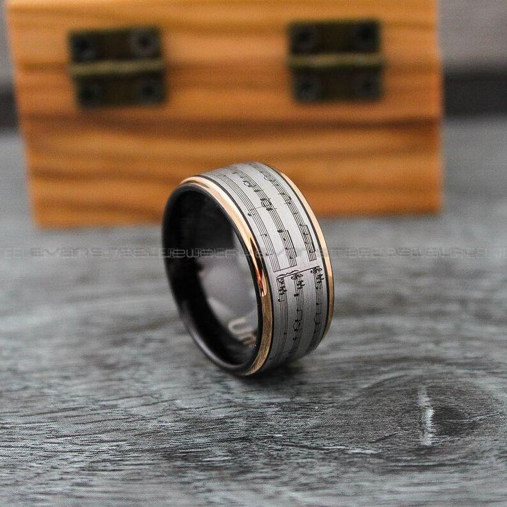 a30370fa931ef90808f735b81e280999 Music Ring, Music Sheet Ring, Customize Any Music Sheet Laser Engraved Ring, Black Wedding Ring, Music Jewelry, Piano Ring, Guitar Ring - Image 1