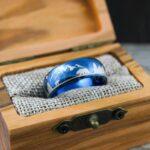 Forest Ring, Mountain Range Ring, Boreal Forest Ring, 8mm Blue Tungsten Ring, Fir Trees Ring, Outdoors Landscape Ring, Bear Ring, Wolf Ring - Image 4
