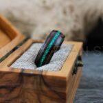 Orion Nebula Ring, Galaxy Ring, Opal Ring, Blue Opal Ring, Black Tungsten Ring, Opal Wedding Ring, Opal Wedding Ring, Black Wedding Band - Image 5