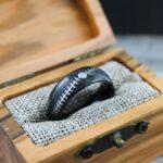 Baseball Ring, Baseball Wedding Band, Baseball Wedding Ring, Black Wedding Band