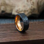Hammered Ring, Hammered Wedding Ring, Black Wedding Ring, Black Wedding Band