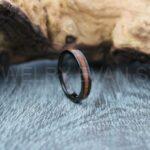 Wood Ring, Wood Wedding Band, 4mm Black Tungsten Band with Flat Edge Koa Wood Inlay Black Tungsten Wedding Band Black Tungsten Ring
