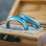Turquoise Rings, Silver Wedding Rings, 3 Piece Couple Set Silver Tungsten Bands With Turquoise Inlay, Silver Wedding Rings, Couple Rings - Image 5