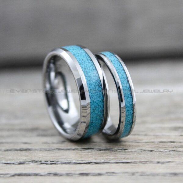 Turquoise Rings, Turquoise Wedding Rings, Turquoise Wedding Bands, Silver Wedding Rings, Silver Tungsten Bands, Silver Tungsten Rings