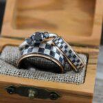 Racing Ring, Car Racing Ring, 3 Piece Couple Set Tungsten Bands, Matching Rings, Couple Ring Set, Couple Rings, Couple Jewelry, Black Rings