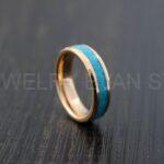 Turquoise Rings, Turquoise Wedding Rings, Turquoise Wedding Bands, Rose Gold Wedding Rings, Rose Gold Tungsten Band, Gold Tungsten Ring - Image 5