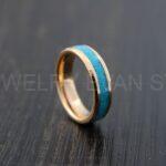 Turquoise Ring, Turquoise Wedding Ring, Turquoise Wedding Band, Rose Gold Wedding Ring, Rose Gold Tungsten Band, Gold Tungsten Ring