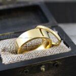 Couple Rings, Couple Wedding Rings, 2 Piece Couple Set Yellow Gold Tungsten Bands, Couple Wedding Bands, Matching Rings