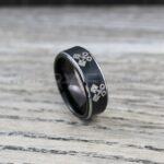 Mechanic Ring, Piston Ring, Pistons Ring, Engine Ring, 8mm Black Tungsten Band Step Edge, Engine Pistons Design Ring, Black Tungsten Ring