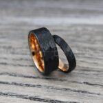 Hammered Rings, Hammered Wedding Rings, Couple Rings, 2 Piece Couple Ring Set, Matching Rings, Black Wedding Rings, Black Wedding Bands - Image 5