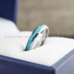 Turquoise Ring, Turquoise Wedding Ring, Turquoise Wedding Band, Silver Wedding Ring, Silver Tungsten Band, Silver Tungsten Ring - Image 7