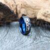 Cowboys Ring, Cowboy Wedding Ring, Cowboys Wedding Band, Blue Tungsten Wedding Band, Praying Cowboy Praying Cowgirl Praying Horse Design