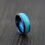 Turquoise Ring, Turquoise Wedding Ring, Turquoise Wedding Band, Blue Wedding Ring, Blue Tungsten Band, Blue Tungsten Ring