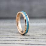 Turquoise Ring, Turquoise Wedding Ring, Turquoise Wedding Band, Rose Gold Wedding Ring, Rose Gold Tungsten Band, Gold Tungsten Ring