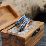Sun and Moon Rings, Couple Rings, 2 Piece Couple Set Rose Gold Tungsten Bands, Matching Wedding Rings, Sun and Moon Wedding Bands, Sun Ring