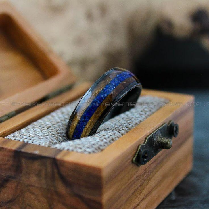 d3793ddb61e1c144a956626d0a8d7dc7 Orion Nebula Ring, Galaxy Ring, Opal Ring, Blue Opal Ring, Black Tungsten Ring, Opal Wedding Ring, Opal Wedding Ring, Black Wedding Band - Image 1