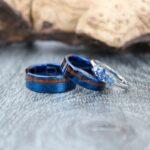 Couple Rings, Blue Wedding Rings, Blue Wedding Bands, Couple Jewelry, Matching Rings, His and Her Wedding Rings, Wood Rings, Blue Rings - Image 4