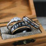 Til Valhalla Rings, Vikings Rings, Viking Runes Rings, Couple Set Nordic Rings, Norsemen Rings, Nordic Runes Rings, Black Wedding Bands