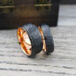 Hammered Rings, Hammered Wedding Rings, Couple Rings, 2 Piece Couple Ring Set, Matching Rings, Black Wedding Rings, Black Wedding Bands - Image 4
