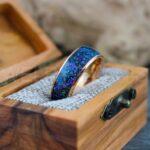 Orion Nebula Ring, Galaxy Ring, Opal Ring, Gold Opal Ring, Rose Gold Tungsten Ring Opal Wedding Ring, Opal Wedding Ring, Gold Wedding Band - Image 4