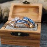 Sun and Moon Rings, Couple Rings, 3 Piece Couple Set Rose Gold Tungsten Bands, Matching Wedding Rings, Sun and Moon Wedding Bands, Sun Ring