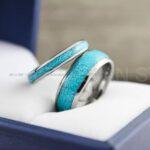 Turquoise Ring, Turquoise Wedding Ring, Turquoise Wedding Band, Silver Wedding Ring, Silver Tungsten Band, Silver Tungsten Ring - Image 6