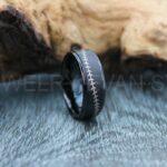 Baseball Ring, Baseball Wedding Band, Baseball Wedding Ring, Black Wedding Band